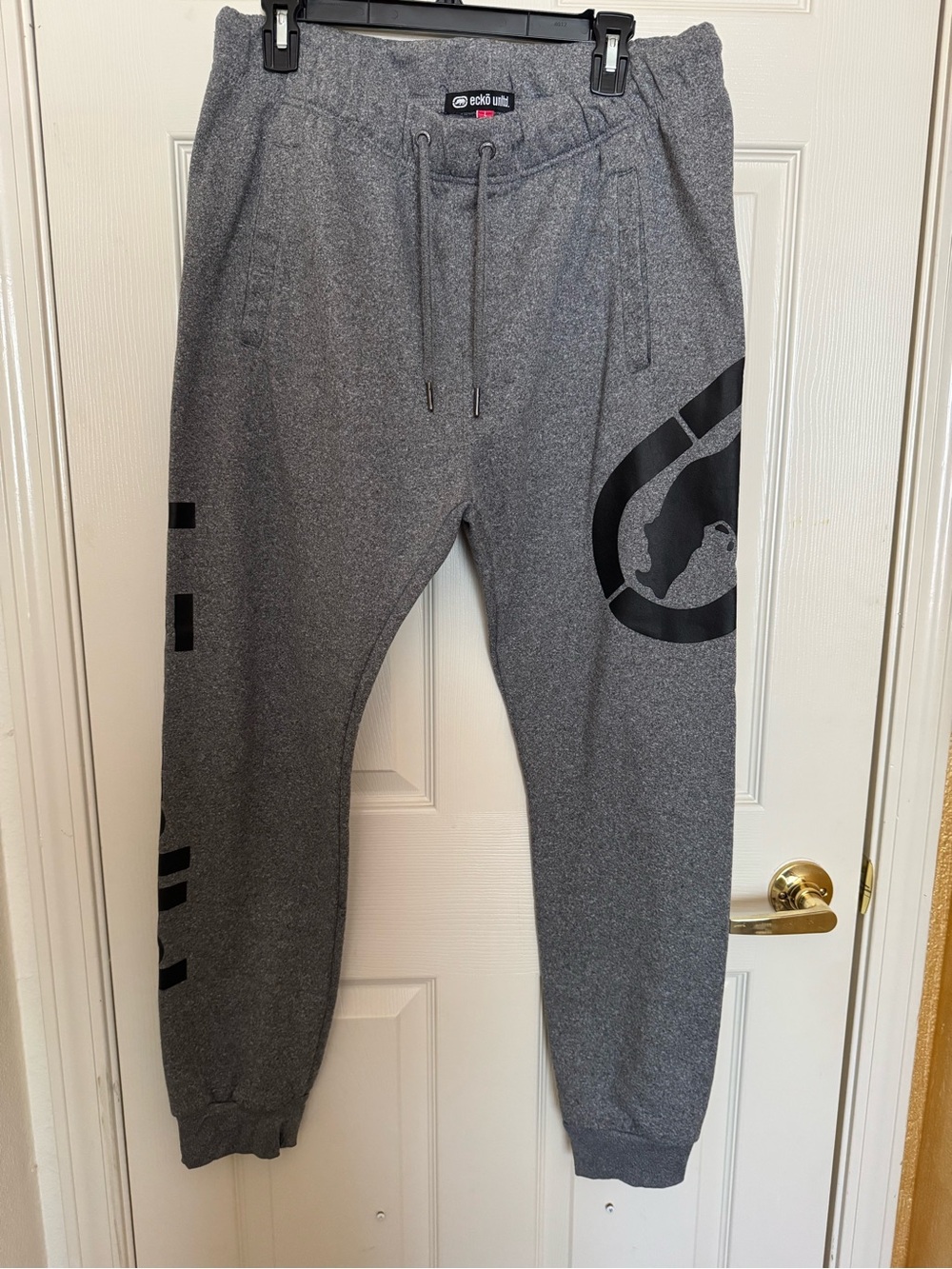 Ecko Unltd Men’s Gray Logo Sweatpants with Black Graphics